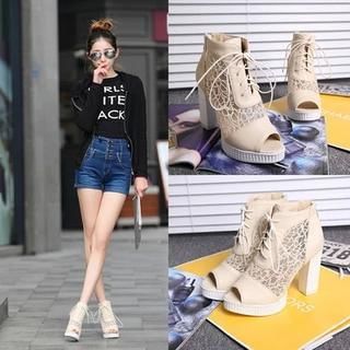 Shoes Galore Perforated Mesh Heel Boot Sandals