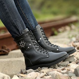 Shoelock Faux Leather Short Boots