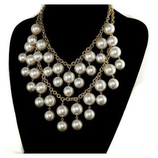 Glamiz Faux Pearl Layered Necklace