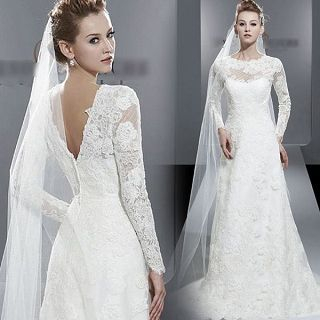Angel Bridal Long-Sleeve Paneled Ball Gown Wedding Dress