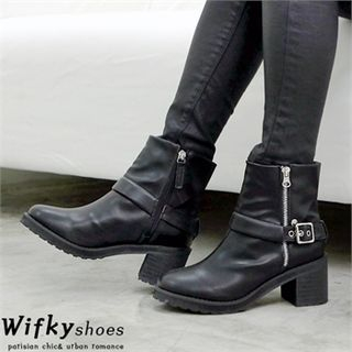 Wifky Zip-Up Belted Ankle Boots
