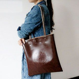 TZ Embossed Faux Leather Shopper Bag