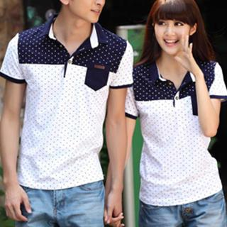 Igsoo Print Couple Short-Sleeve Polo Shirt