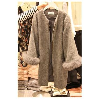 Ashlee Furry Cuff Zip Coat
