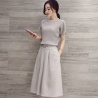 Set: Short-Sleeve Top + Cropped Wide Leg Pants от YesStyle.com INT Set: Short-Sleeve Top + Cropped Wide Leg Pants от YesStyle.com INT