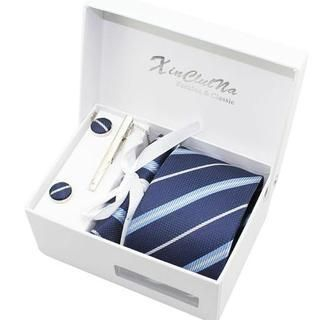 Xin Club Patterned Neck Tie Gift Set Blue - One Size