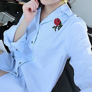 Adeline Long-Sleeve Rose Embroidered Shirt