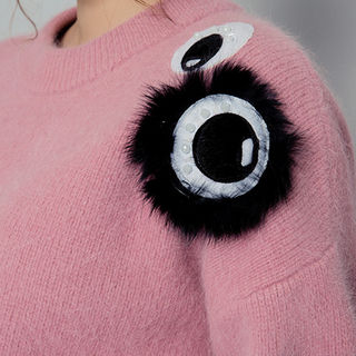 chuu Eye-Appliqu  Angora-Wool Blend Sweater