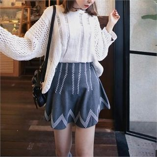 QNIGIRLS High-Waist A-Line Knit Skirt