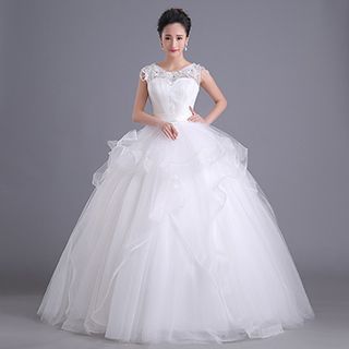 Efon Embellished Lace Wedding Ball Gown