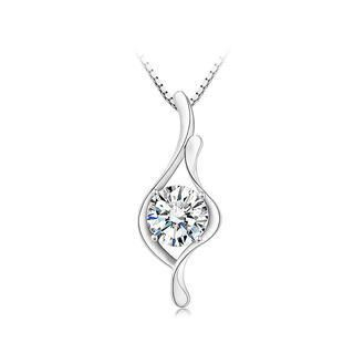 BELEC Elegant 925 Sterling Silver Pendant with White Cubic Zircon and Necklace