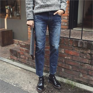 MITOSHOP Fray-Hem Distressed Jeans