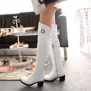 Shoes Galore Block Heel Over The Knee Boots