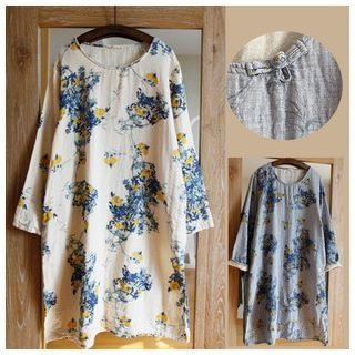 Rosadame Floral Print Long-Sleeve Dress