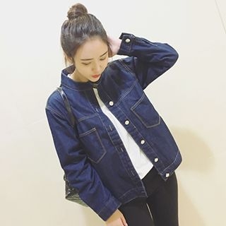 Eva Fashion Mandarin Collar Denim Jacket