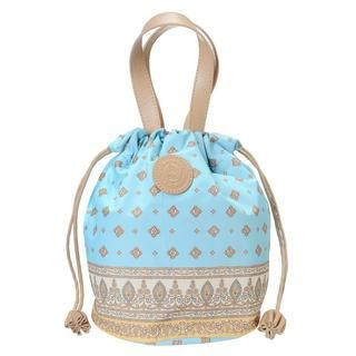 ans Pattern Drawstring Handbag Light Blue - One Size