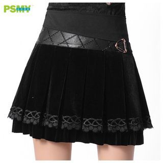 Halona Lace-Trim Pleated Skirt