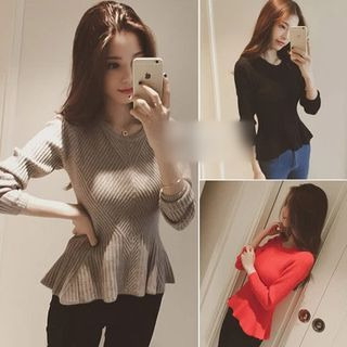 RUI Long-Sleeve Frilled Knit Top
