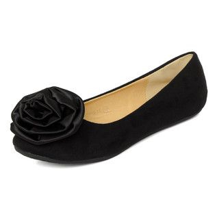 yeswalker Corsage-Accent Faux Suede Flats