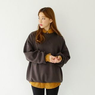 Envy Look Drop-Shoulder Brushed-Fleece Pullover
