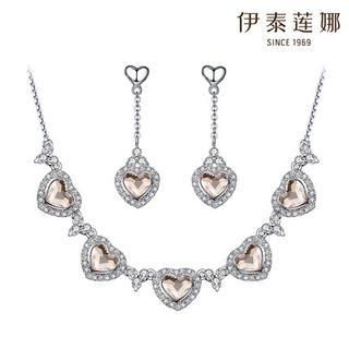 Italina Set: Swarovski Crystal Heart Necklace + Drop Earrings