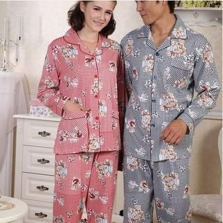 Landgravine Couple Pajama Set: Bear Plaid Top + Bear Plaid Pants