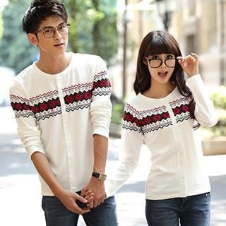 Igsoo Couple Long-Sleeve Striped T-Shirt