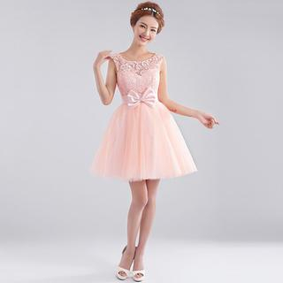 Royal Style Crochet Sleeveless A-Line Mini Prom Dress