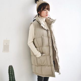 JUSTONE Funnel-Neck Long Puffer Vest