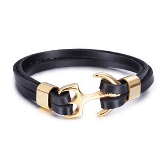 Carobell Anchor Genuine Leather Bracelet