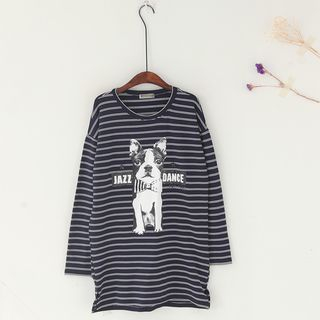 11.STREET Dog Striped Long Pullover