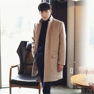MITOSHOP Single-Breasted Wool Blend Coat
