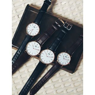 Tacka Watches Faux Leather Strap Watch