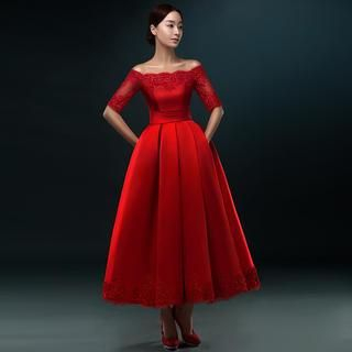 Royal Style Off-Shoulder A-line Evening Dress