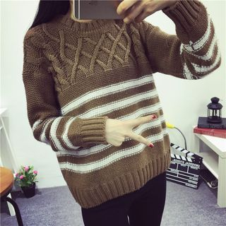Camellia Striped Cable Knit Sweater