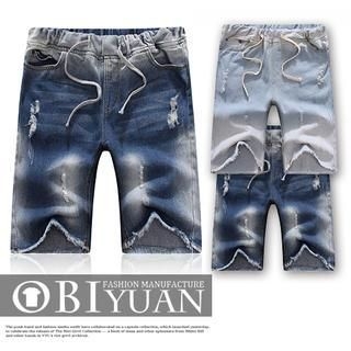 OBI YUAN Drawstring Distressed Shorts