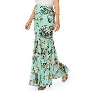 Richcoco Floral Maxi Chiffon Skirt