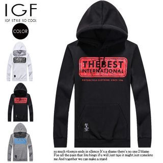 I Go Fashion Lettering Hooded Pullover