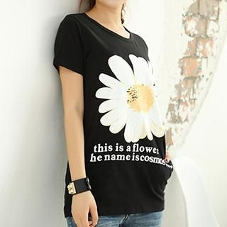 bisubisu Short-Sleeve Flower-Print T-Shirt