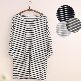 11.STREET Long-Sleeved Striped Top