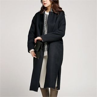 MAGJAY Wool Blend Slit-Side Long Coat