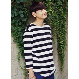 JOGUNSHOP 3/4-Sleeve Striped T-Shirt