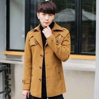 Bay Go Mall Button-Front Woolen Lapel Jacket