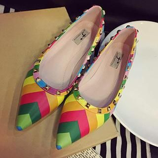 QiQi House Studded Multicolor Pointy Flats