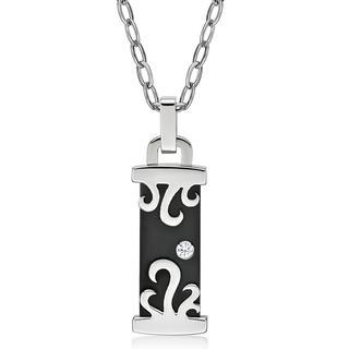 Kenny & co. Fire Pillar Shaped Ip Black Steel Pendant with Crystal Necklace IP Black - One Size