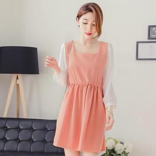 Tokyo Fashion Contrast-Sleeve Chiffon Dress