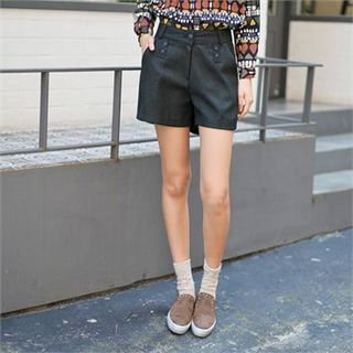 Styleberry Button-Embellished Dress Shorts