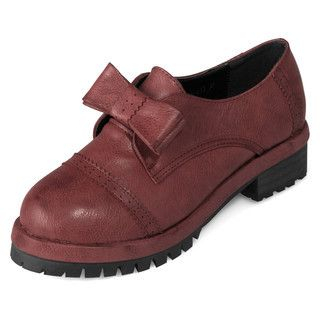 yeswalker Faux Leather Bow Accent Loafers