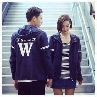 Simpair Matching Couple Hooded Lettering Jacket