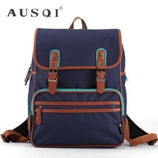 Ausqi Contrast-Trim Buckled Canvas Backpack (4 Designs)